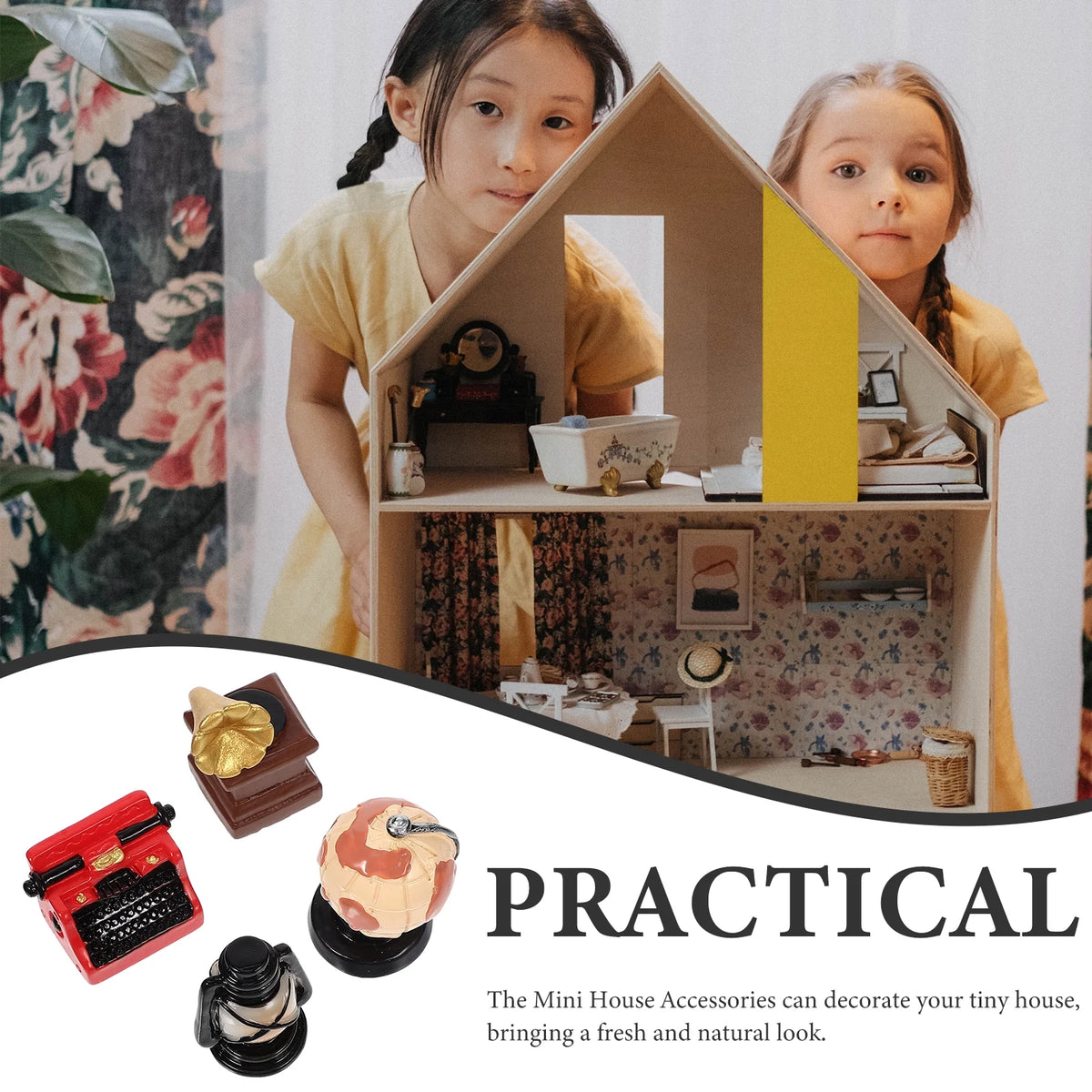 16 Pcs Resin Dollhouse Phonograph Model J15720