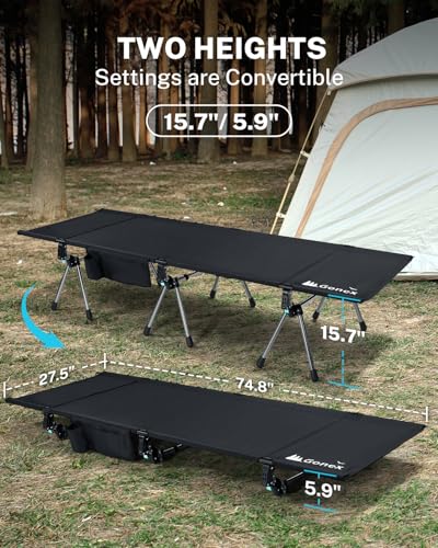 Camping Cot with Leg Extenders 2 in 1 Portable Folding Cot E161778