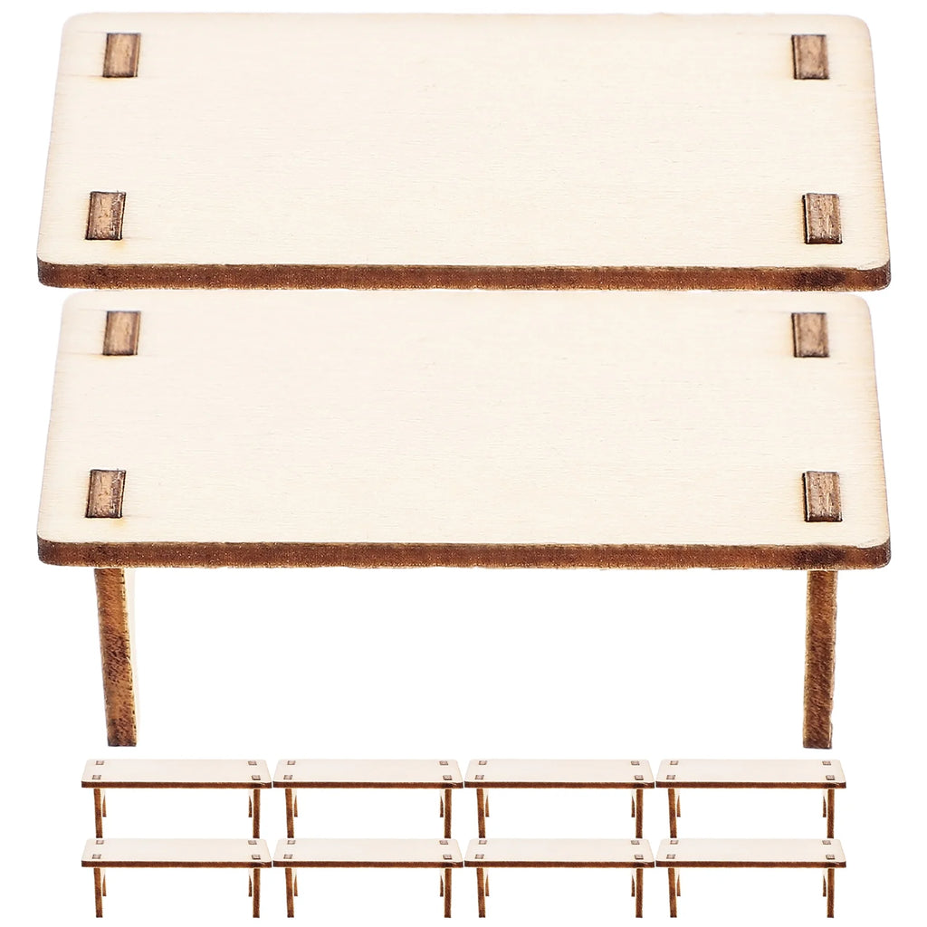 10pcs Mini Wooden Table Model Furniture Ornament B429