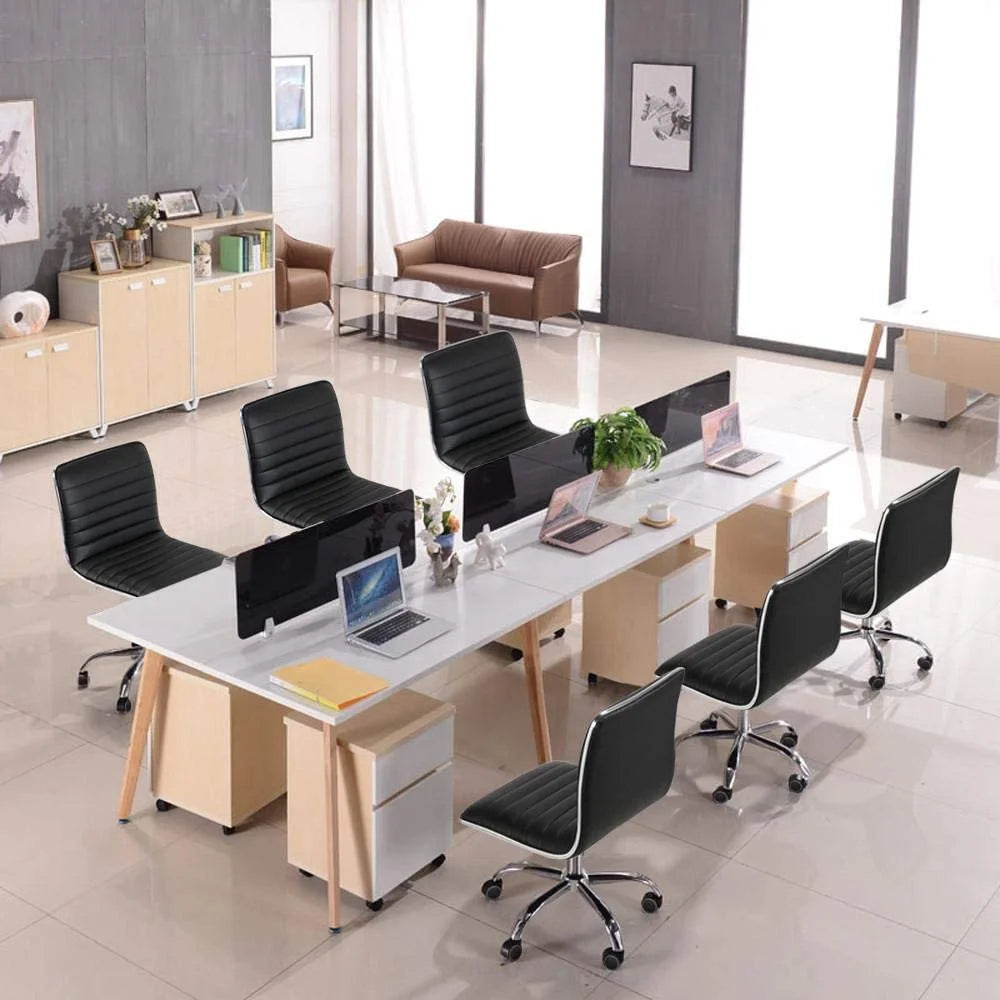 Black PU Leather Low Back Executive Office Chair with Wheels V9936
